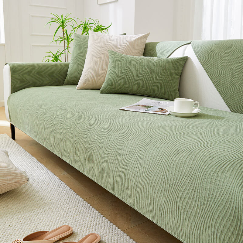 Copertura per divano in chenille morbido con texture a legno anti-graffio