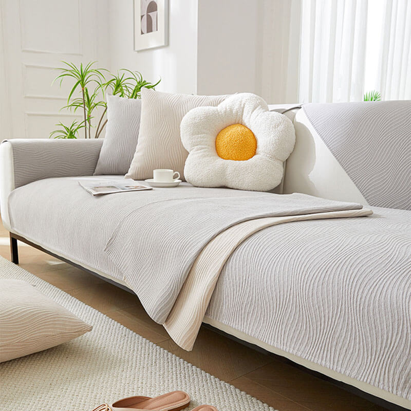 Copertura per divano in chenille morbido con texture a legno anti-graffio
