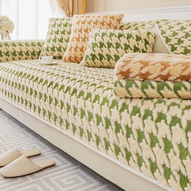 Copertura Antiscivolo per Divano in Panno Houndstooth per Protezione Mobili