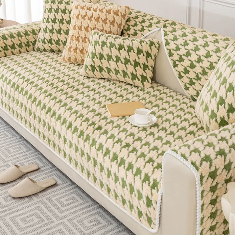 Copertura Antiscivolo per Divano in Panno Houndstooth per Protezione Mobili