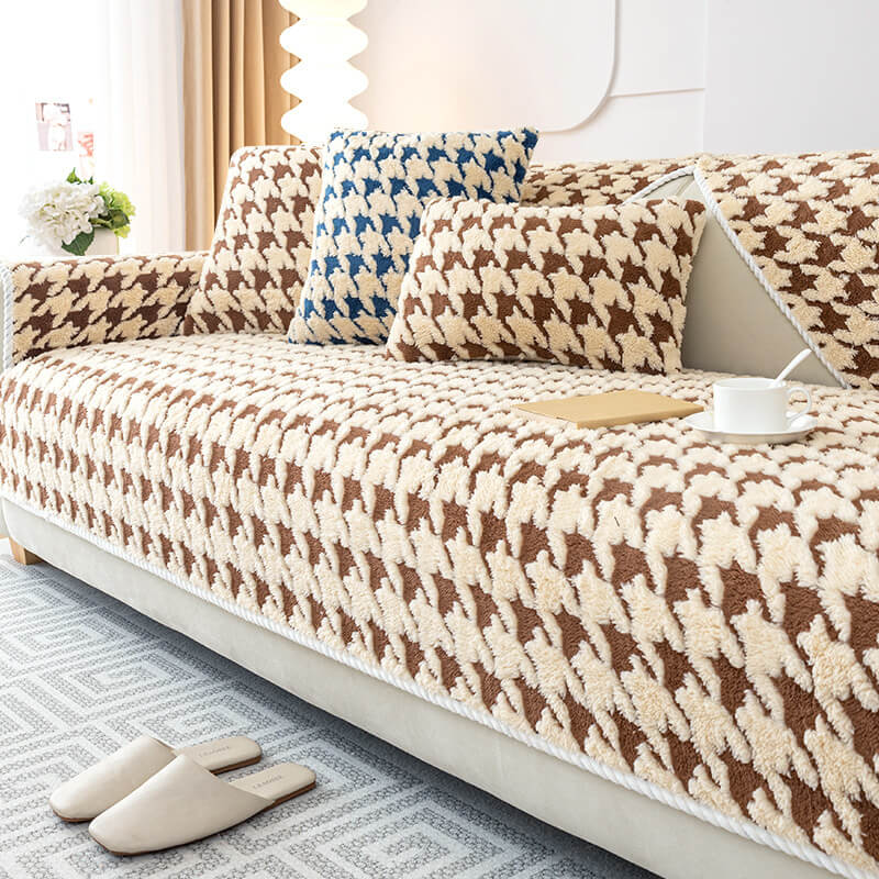 Copertura Antiscivolo per Divano in Panno Houndstooth per Protezione Mobili