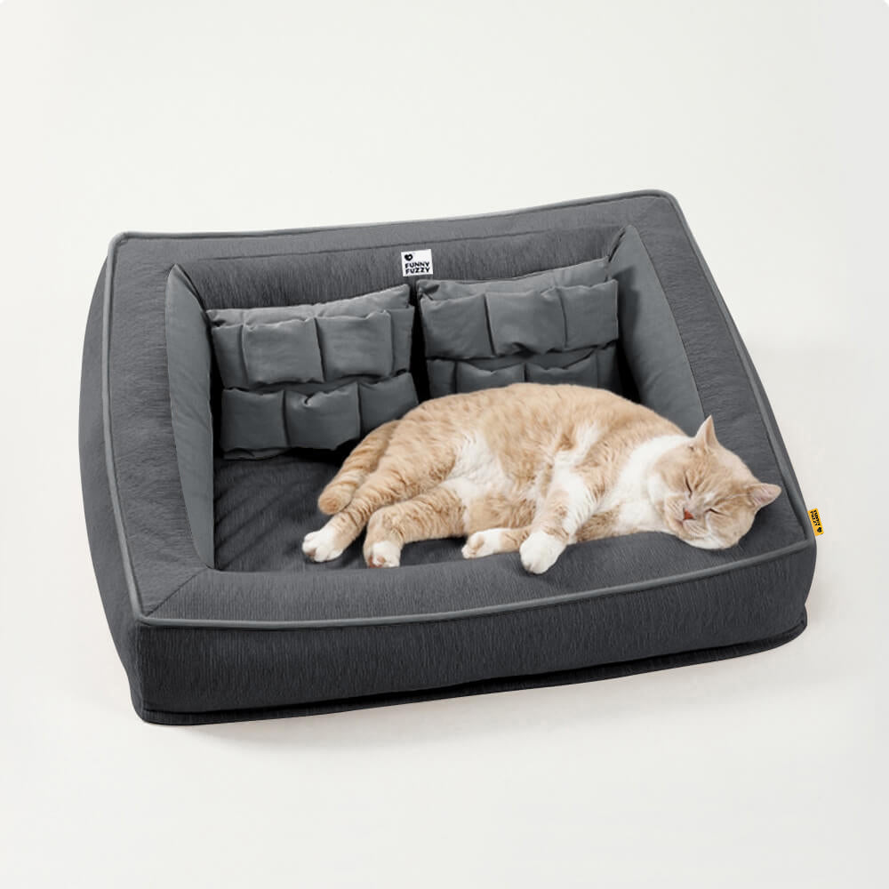 Letto per cani ortopedico di supporto con cuscini.