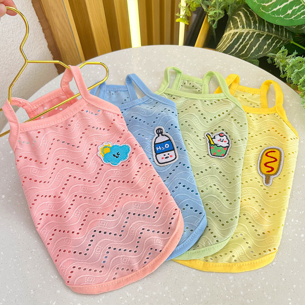 Spring and Summer Eyelet Knit Simple Sling Breathable Pet Clothes