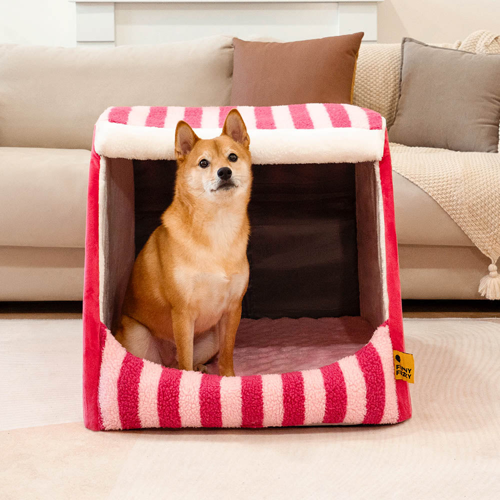 Letto per cani ortopedico a righe alla moda - Rifugio accogliente