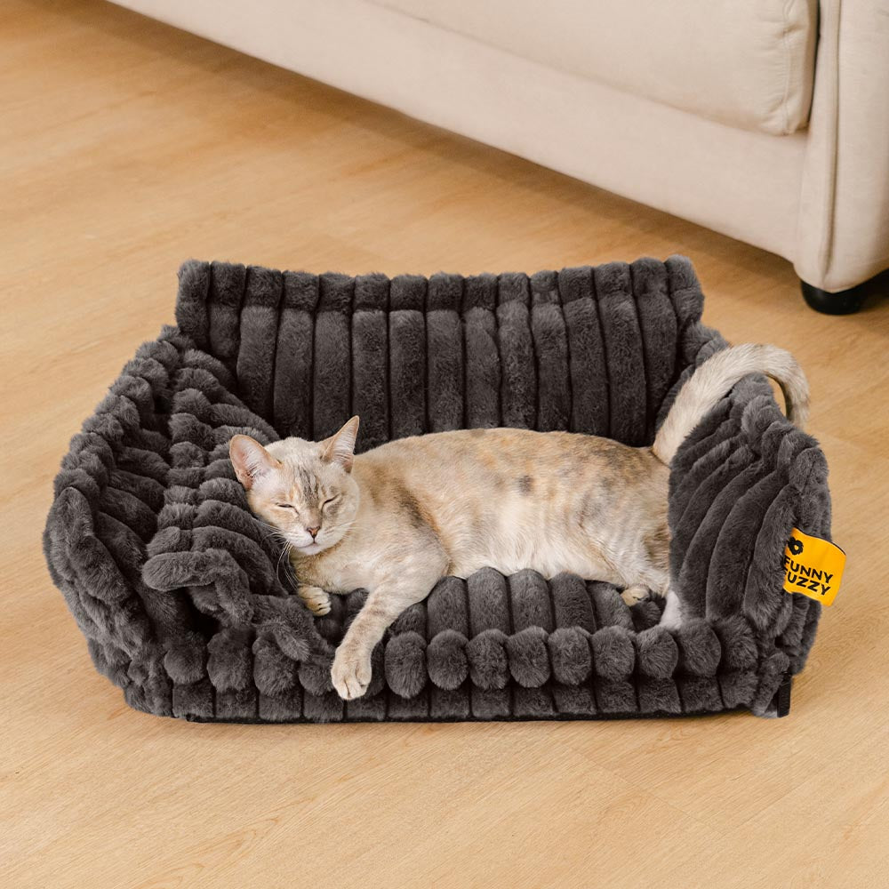 Washable Calming Soft Pillow Bolster Cat Bed-Snoozy Dream