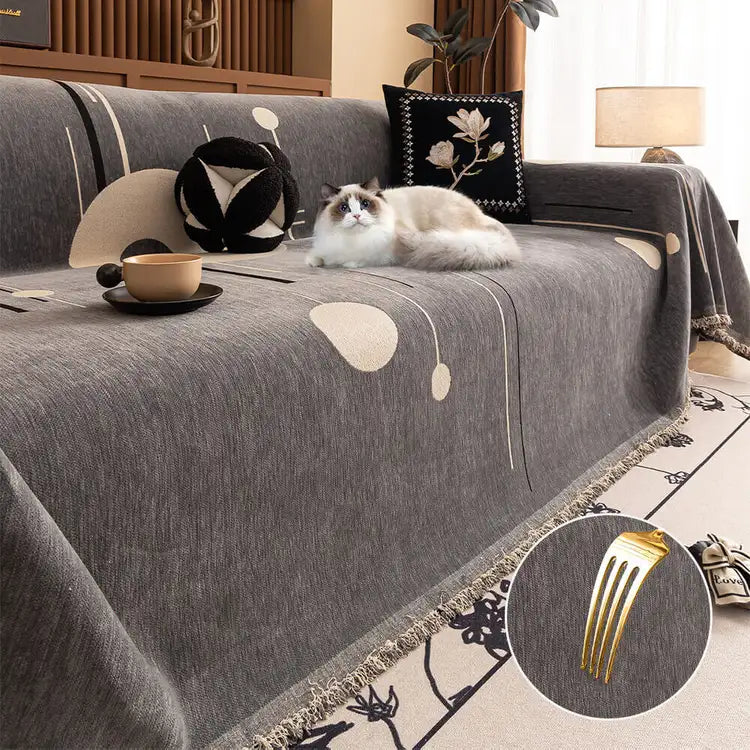 Copriletto per divano in chenille stile Modern Planet Cup, adatto per gatti.