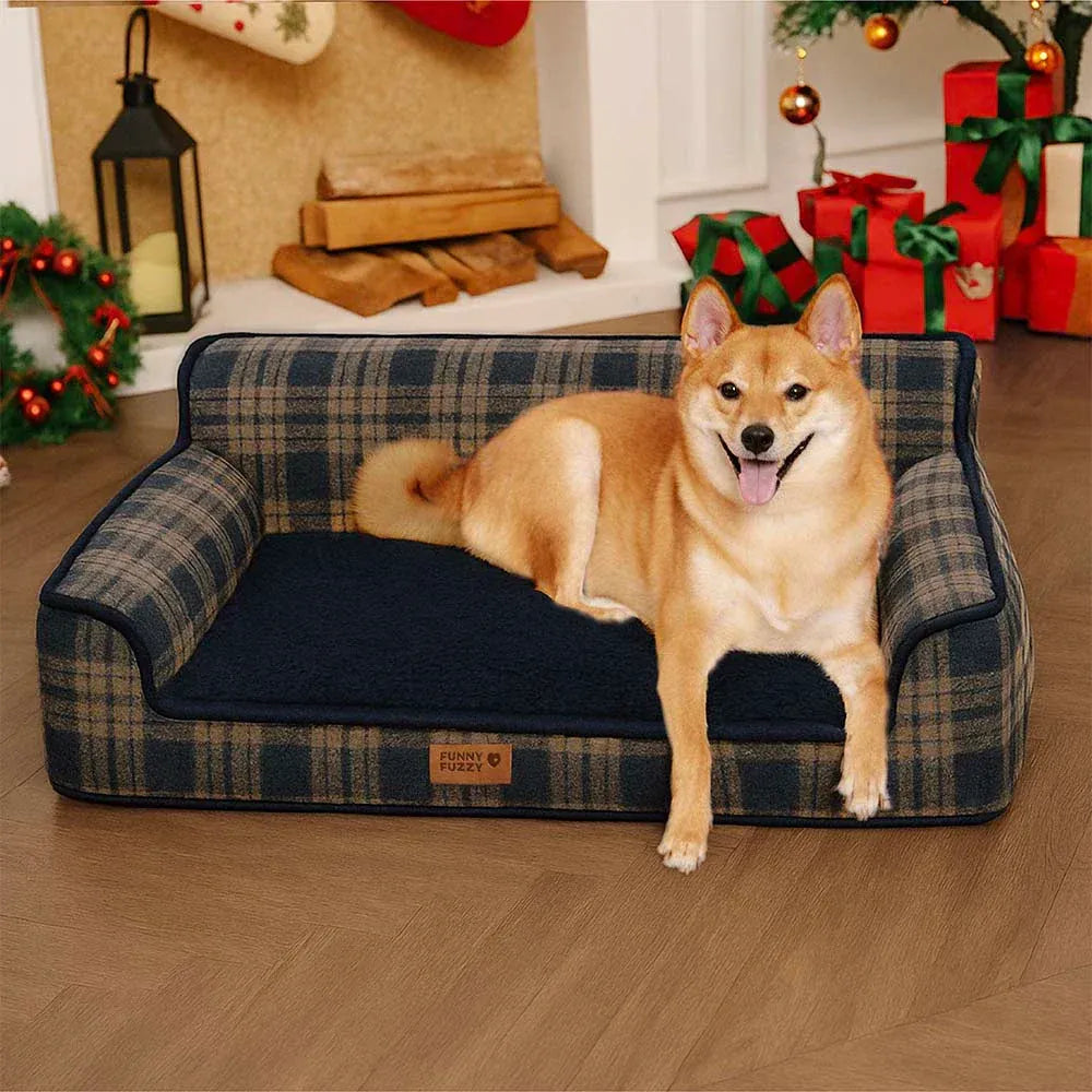 Letto per cani a cuscino morbido e lavabile con stampa tartan vintage - Chris-Nook