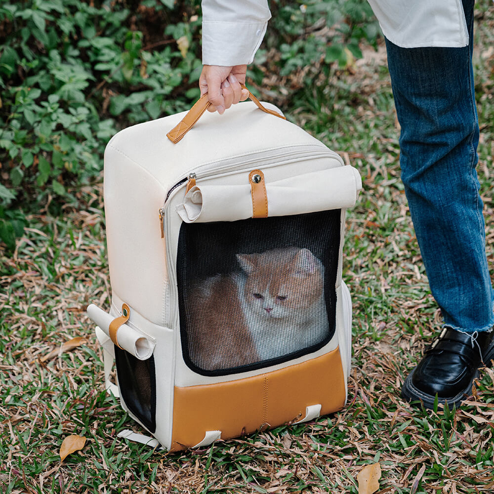 Zaino per gatti portatile di design pieghevole traspirante quadrato