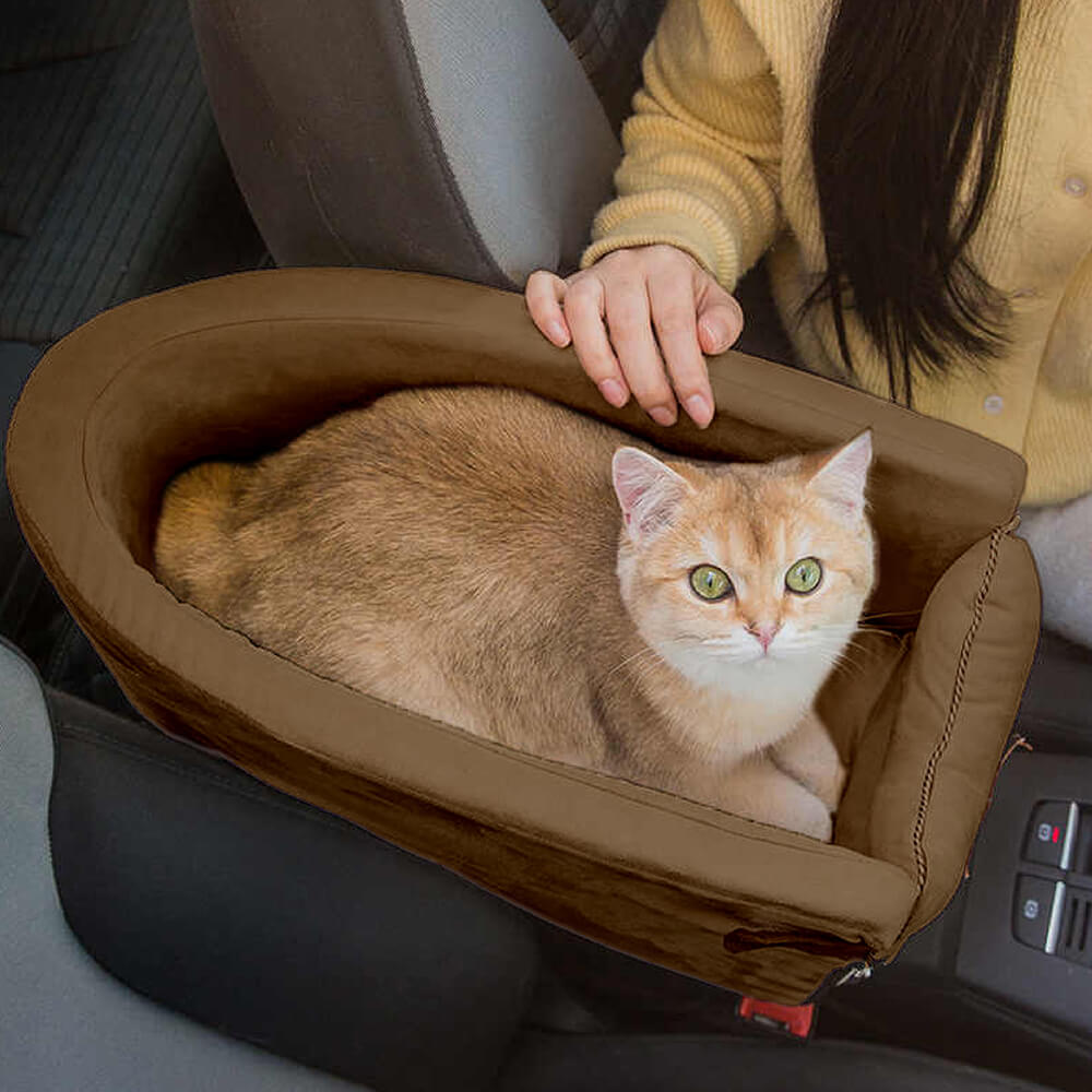 Seggiolino auto per animali domestici con console ovale Lookout in pelle scamosciata